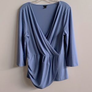 Ann Taylor Draped Surplice Top in Blue